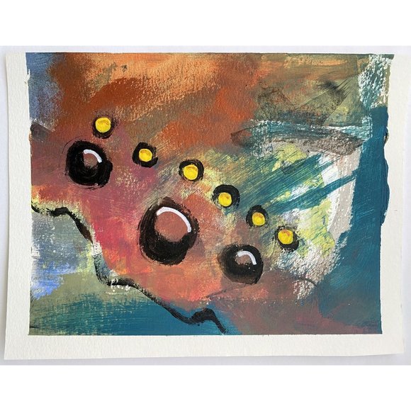 Copper Minds - Original Wall Art Handmade Acrylic Abstract Matted Painting 8x10 - Picture 8 of 9